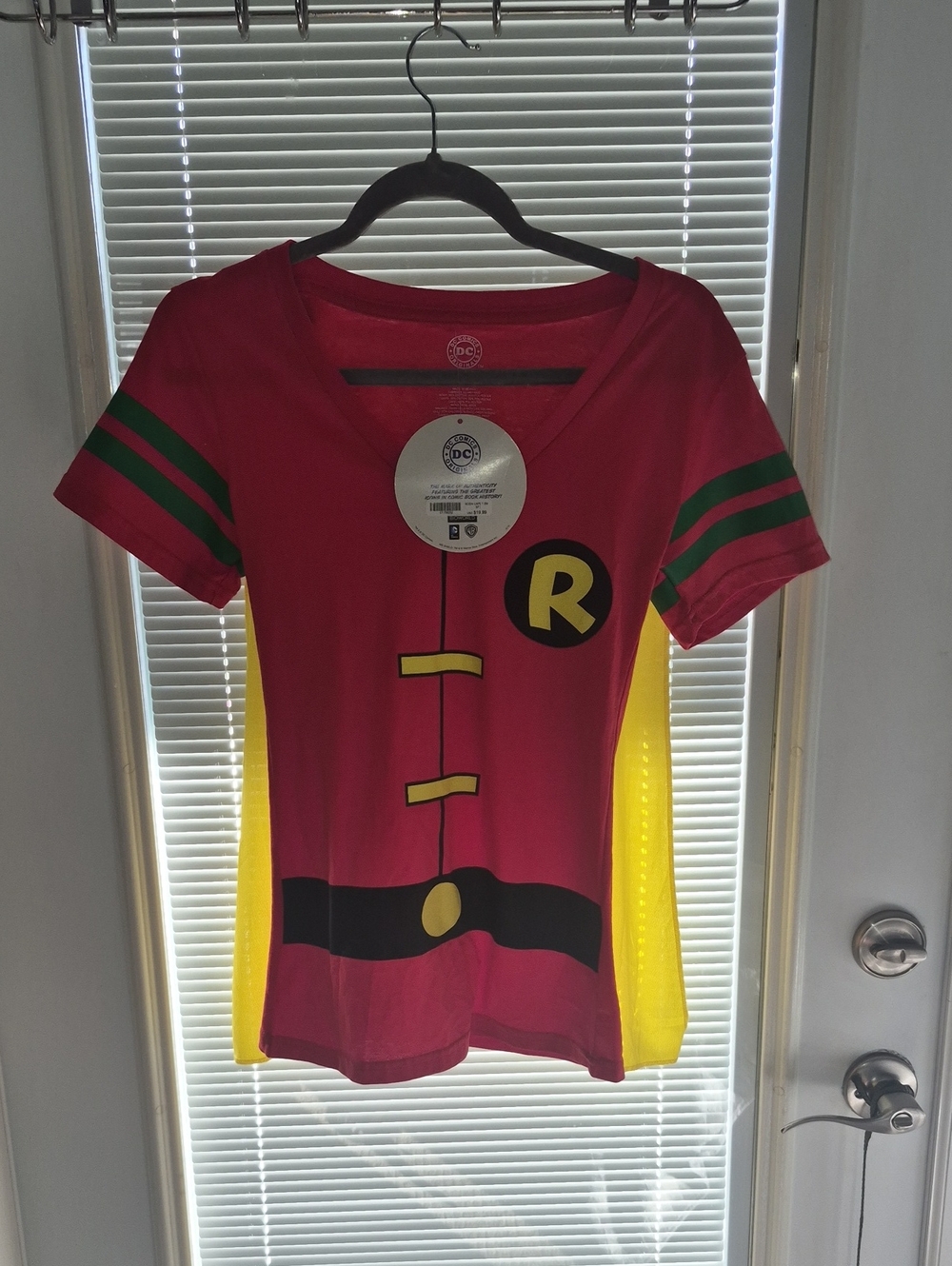 DC Comics Women's Robin Graphic Tee in Red, Yellow and Green